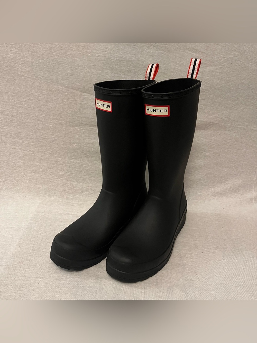 Hunter Original Play Boot Tall Black Rubber Red Pull Tabs